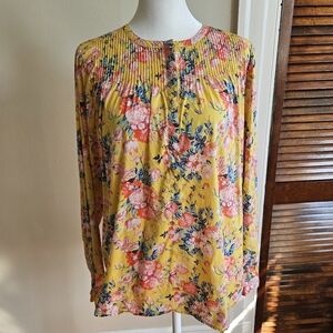 100% Cotton J. Crew Yellow Floral Blouse with Print from Liberty London